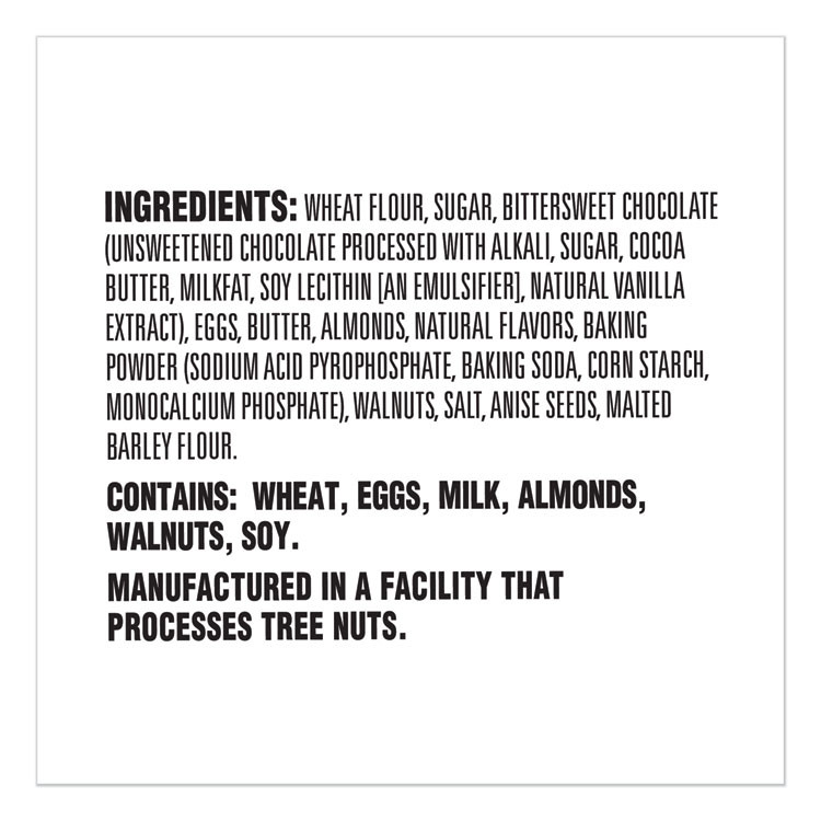 NONNI'S NSD97651 Biscotti, Dark Chocolate Almond, 0.85 oz Individually Wrapped, 25/Pack