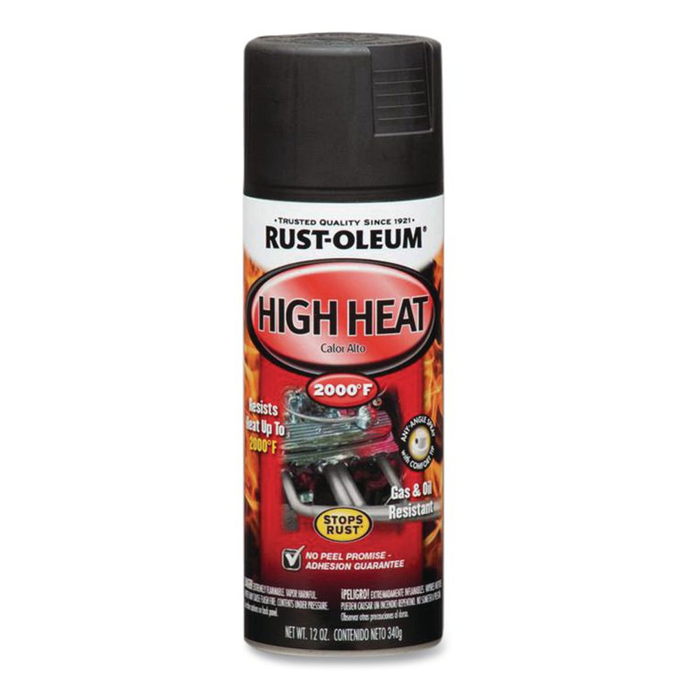 RUST-OLEUM CORPORATION 248903 Automotive High Heat Enamel Spray Paint, Flat Black, 12 oz Aerosol Can, 6/Carton
