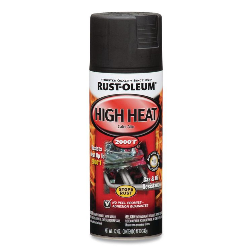 RUST-OLEUM CORPORATION 248903 Automotive High Heat Enamel Spray Paint, Flat Black, 12 oz Aerosol Can, 6/Carton