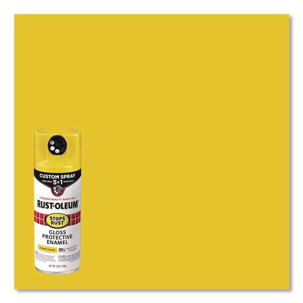 RUST-OLEUM CORPORATION 7747830 Stops Rust Spray Paint, Gloss Yellow, 12 oz Aerosol Can, 6/Carton