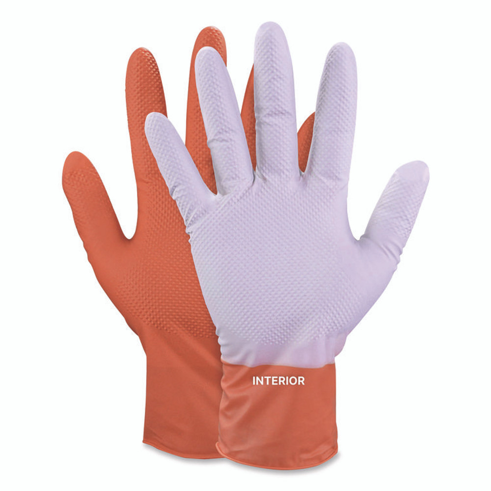AMMEX CORPORATION GloveWorks® by GWUOFN44050 Ultra Industrial Flock-Lined Nitrile Disposable Gloves, Medium, 8 mil Thick, 9.06" Long, Orange, 50/Box, 10 Boxes/Carton