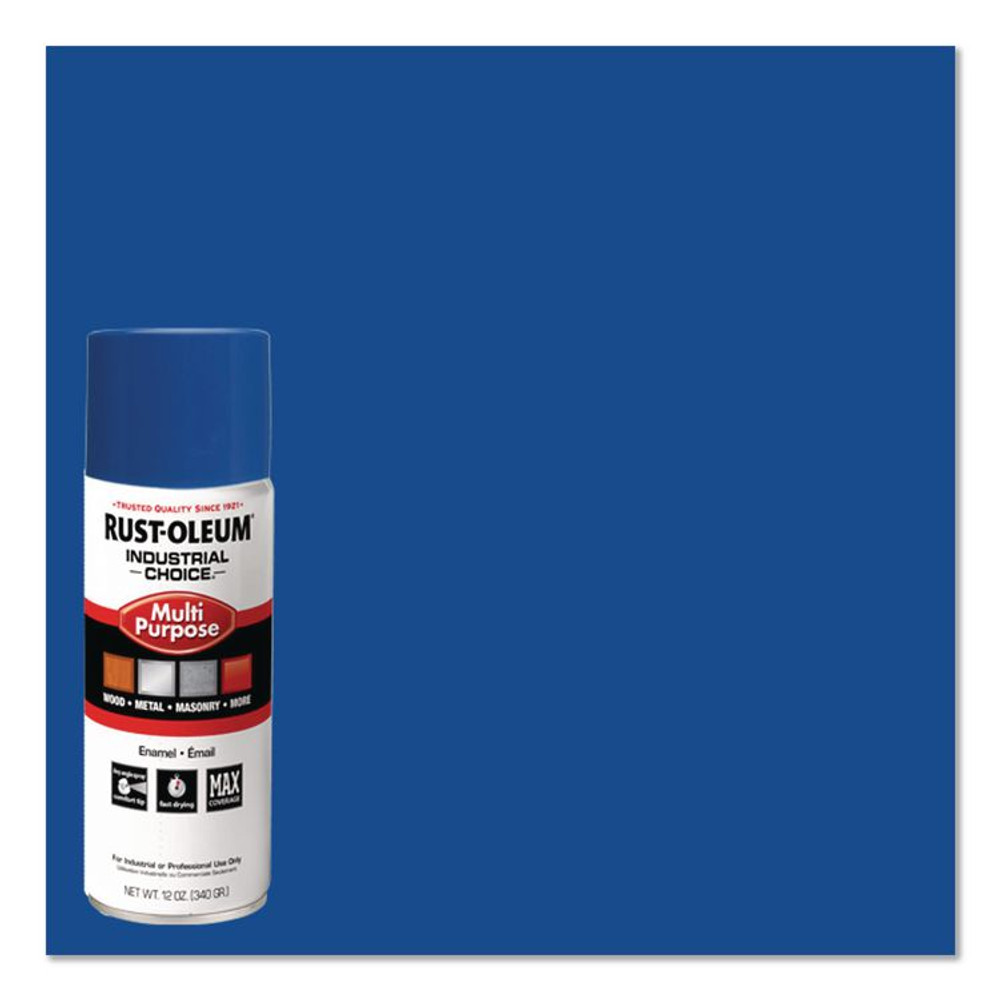 RUST-OLEUM CORPORATION 1626830V Industrial Choice 1600 System Multi-Purpose Enamel Spray Paint, Gloss Blue, 12 oz Aerosol Can, 6/Carton