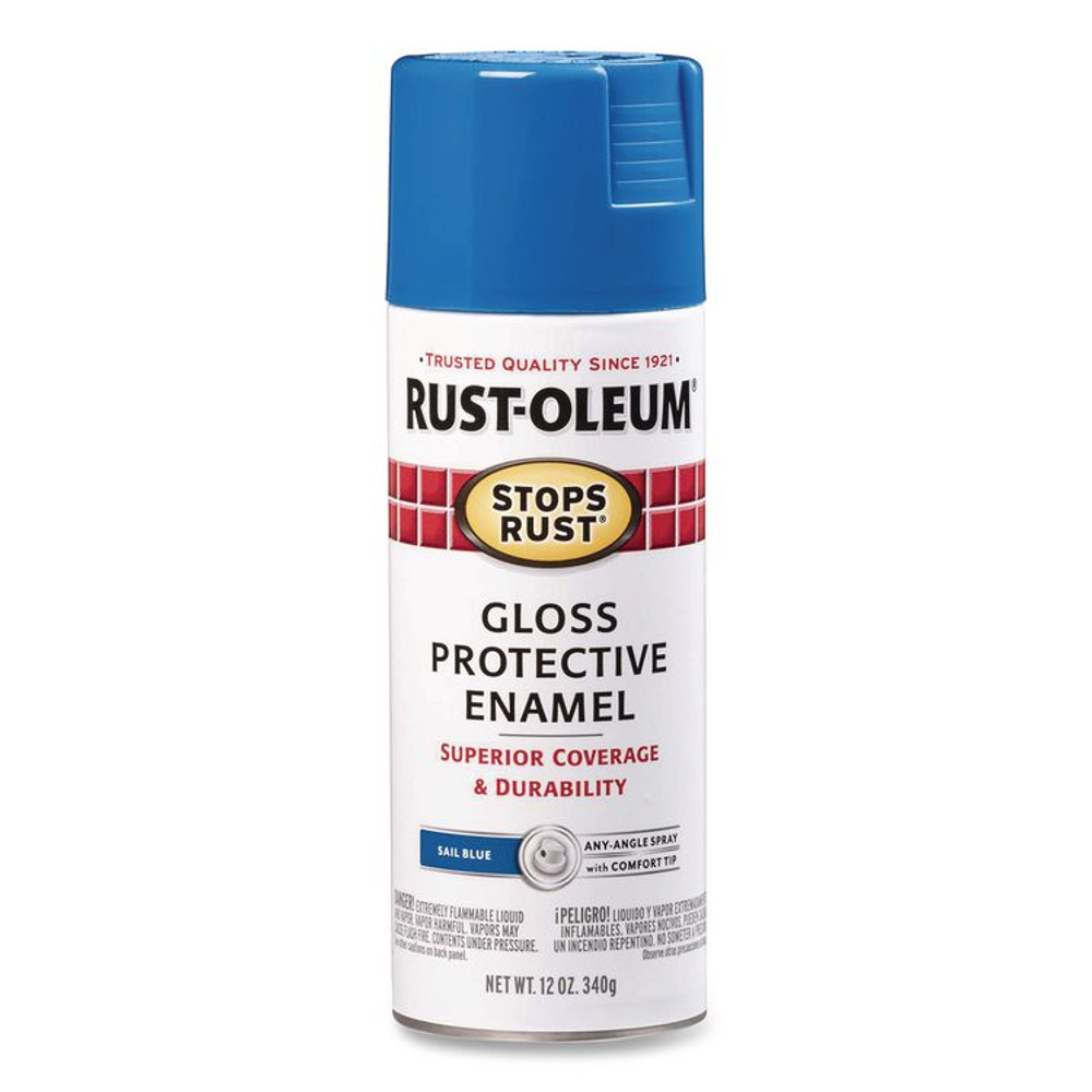 RUST-OLEUM CORPORATION 7724830 Stops Rust Spray Paint, Gloss Sail Blue, 12 oz Aerosol Can, 6/Carton