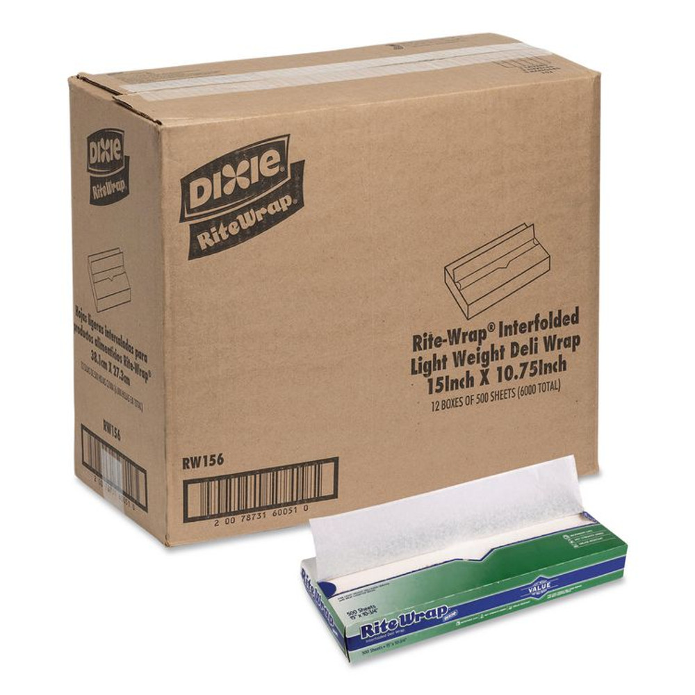 GEORGIA PACIFIC Dixie® RW156 Dry Wax Light Weight Deli Paper, 15.12 x 10.75, 500/Pack, 12 Packs/Carton
