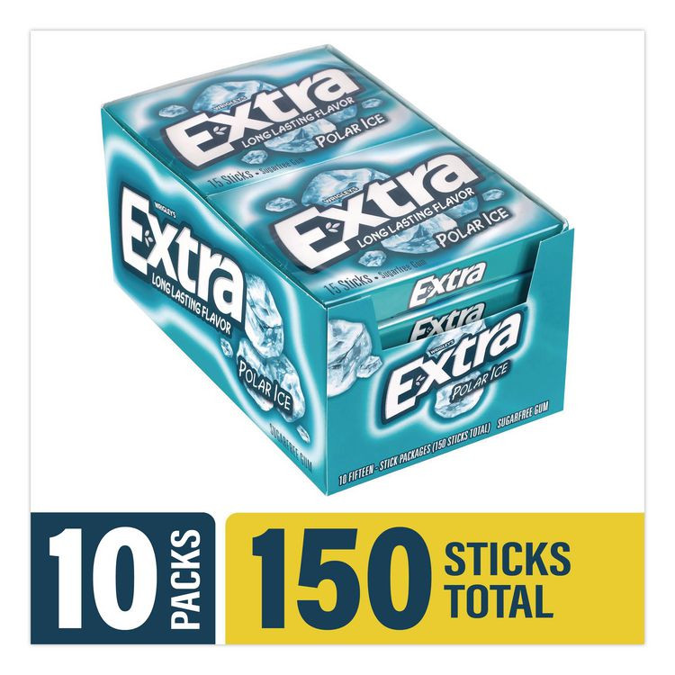 THE WRIGLEY COMPANY Wrigley's® 22002641 Extra Polar Ice Sugar-Free Gum, Polar Ice, 15 Sticks/Pack, 10 Packs/Carton