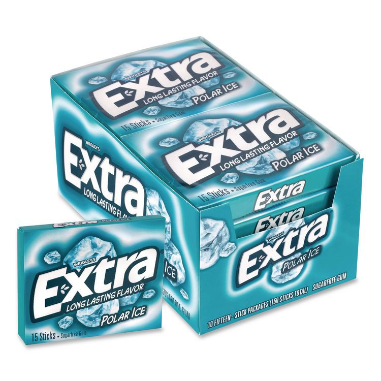 THE WRIGLEY COMPANY Wrigley's® 22002641 Extra Polar Ice Sugar-Free Gum, Polar Ice, 15 Sticks/Pack, 10 Packs/Carton