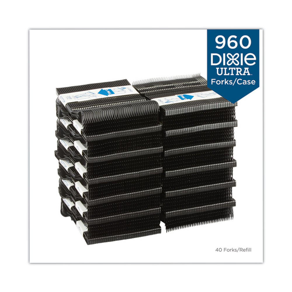 GEORGIA PACIFIC Dixie® DUSSPF5 SmartStock Tri-Tower Dispensing System Cutlery, Forks, Mediumweight, Polypropylene, Black, 40/Pack, 24 Packs/Carton