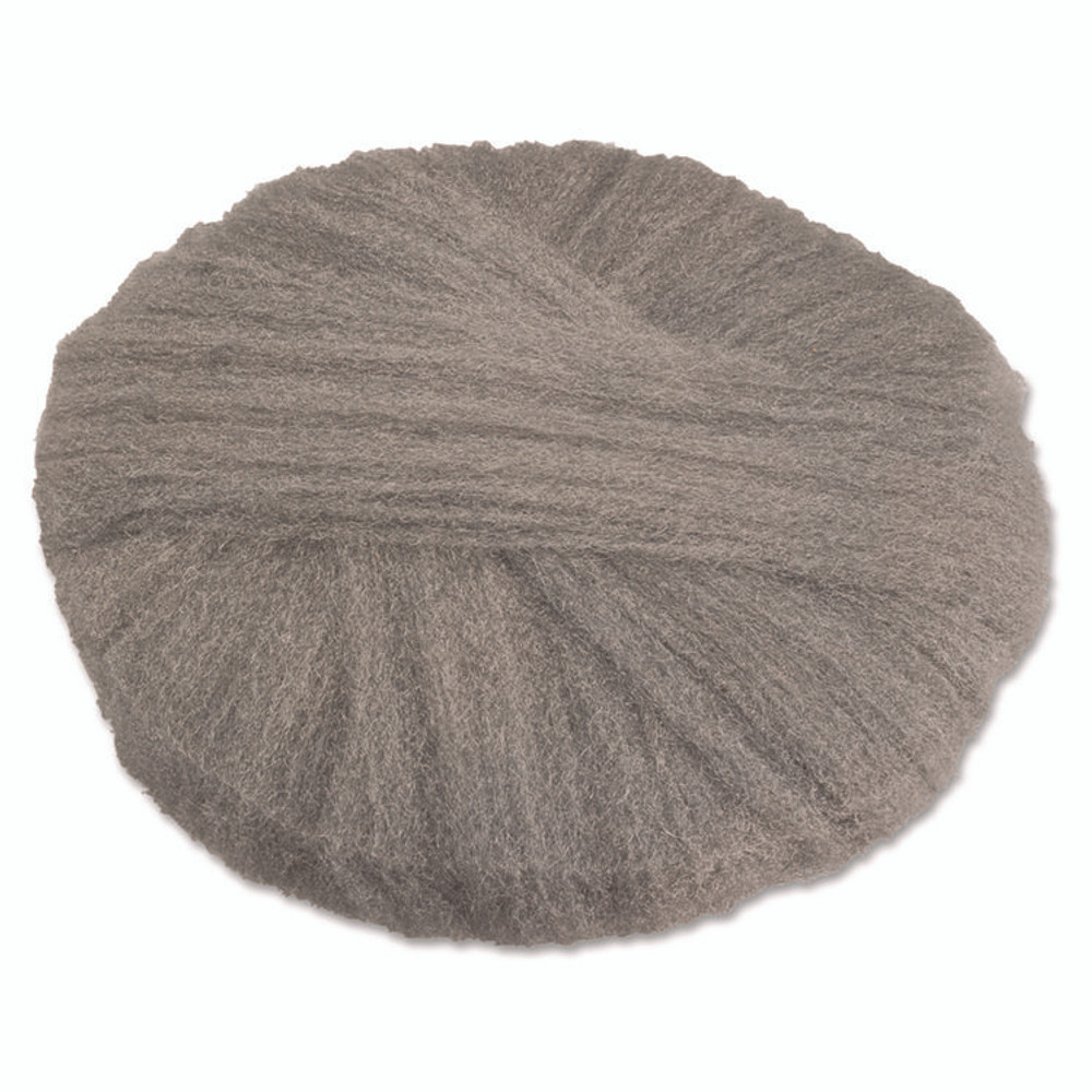 GLOBAL MATERIAL TECHNOLOGIES GMT 120172 Radial Steel Wool Pads, Grade 2 (Coarse): Stripping/Scrubbing, 17" Diameter, Gray, 12/Carton