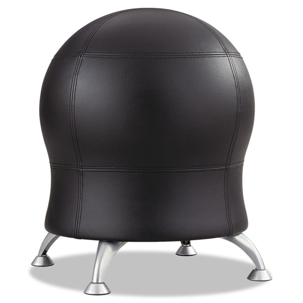 SAFCO PRODUCTS 4751BV Zenergy Ball Chair, Backless, Supports Up to 250 lb, Black Vinyl Seat, Silver Base