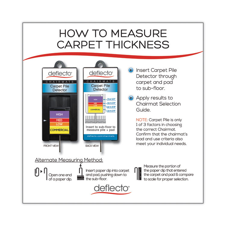 DEFLECTO CORPORATION CM14432F SuperMat Frequent Use Chair Mat for Medium Pile Carpeted Floors, Rectangular with Wide Lip, 46" x 60", Clear, Ships Flat