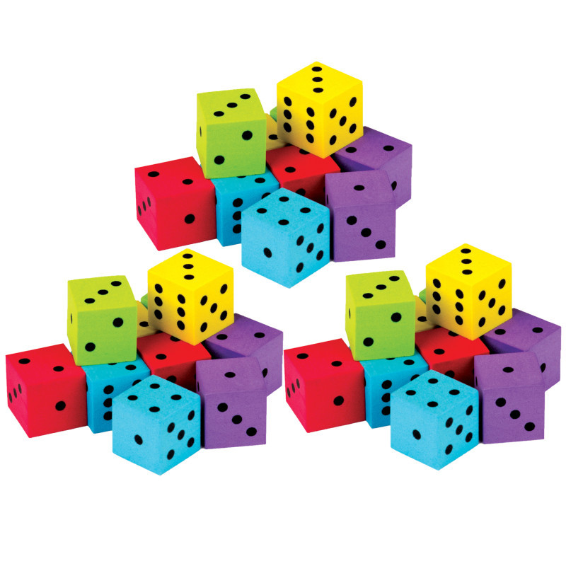 TEACHER CREATED RESOURCES Teacher Created Resources® Foam Colorful Dice, 20 Per Pack, 3 Packs