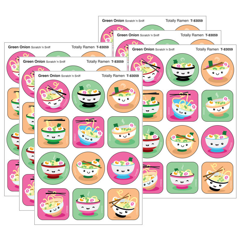 TREND ENTERPRISES INC. TREND Totally Ramen, Green Onion Scent Scratch 'n Sniff Stinky Stickers®, 48 Per Pack, 6 Packs
