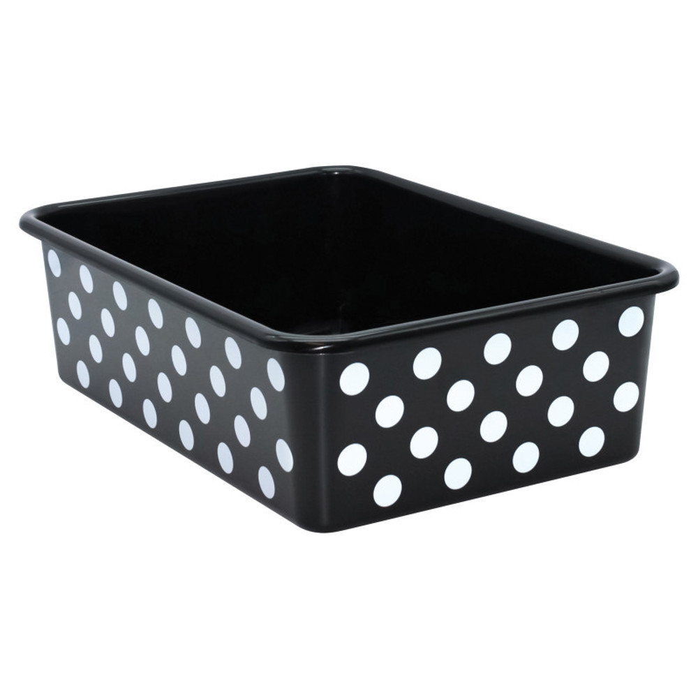 TEACHER CREATED RESOURCES Teacher Created Resources® White Polka Dots on Black Large Plastic Storage Bin