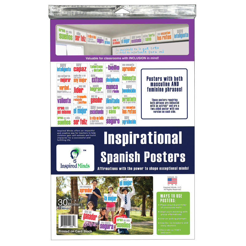 INSPIRED MINDS Inspired Minds Card Stock Posters, Set of 30, Spanish