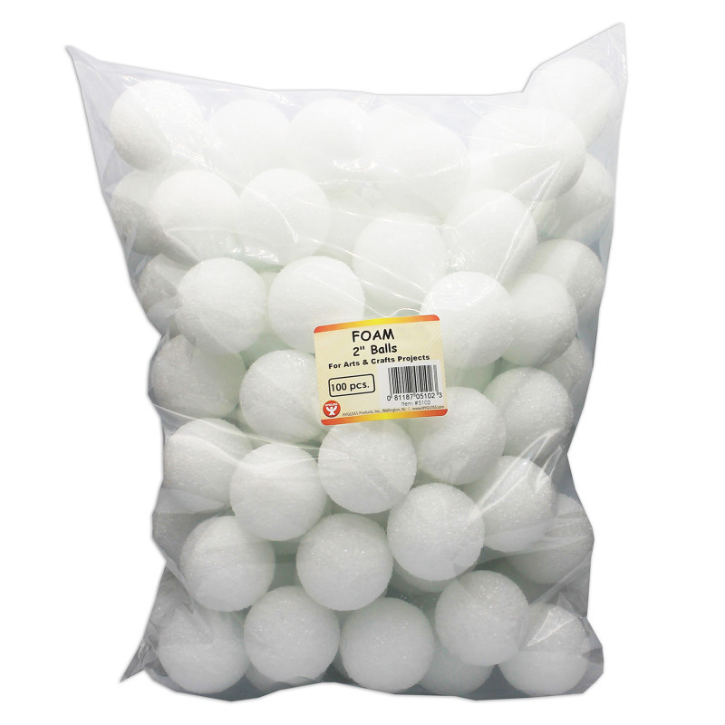 HYGLOSS PRODUCTS INC. Hygloss® Craft Foam Balls, 2 Inch, White, Pack of 100