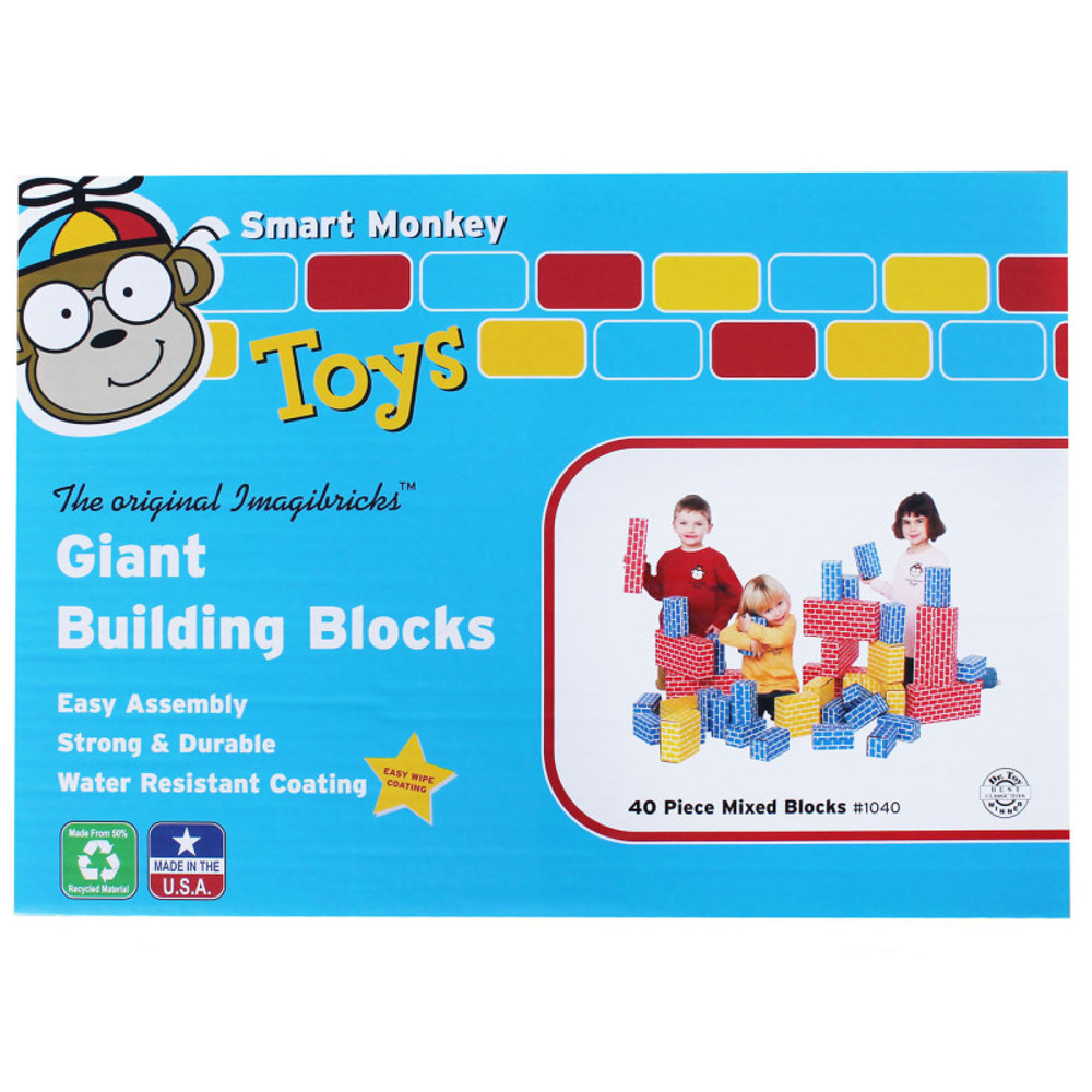 SMART MONKEY Smart Monkey Toys ImagiBRICKS™ Giant Building Block Set, 40 Pieces
