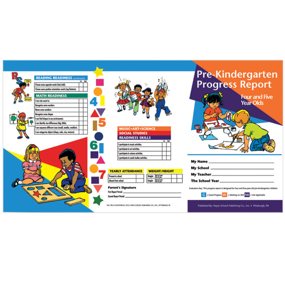 FLIPSIDE Hayes Publishing Pre-Kindergarten Progress Report (4 and 5 year olds), Pack of 10