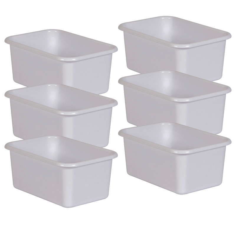 TEACHER CREATED RESOURCES Teacher Created Resources® White Small Plastic Storage Bin, Pack of 6