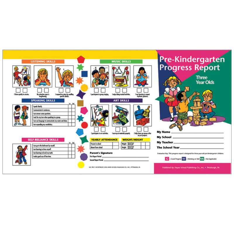 FLIPSIDE Hayes Publishing Pre-Kindergarten Progress Report (3 year olds), Pack of 10