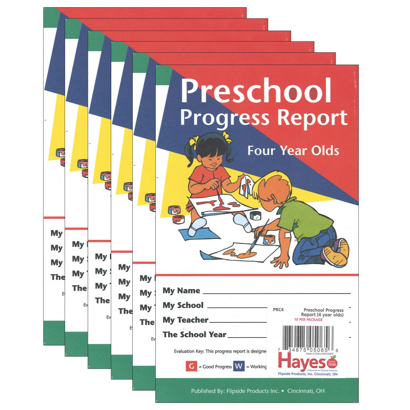 FLIPSIDE Hayes Publishing Preschool Progress Report, Four Year Olds, 10 Per Pack, 6 Packs