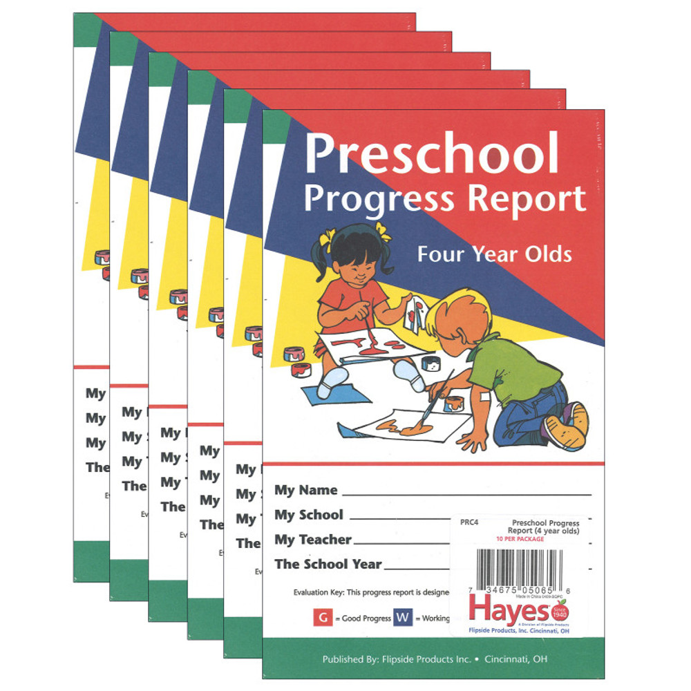 FLIPSIDE Hayes Publishing Preschool Progress Report, Four Year Olds, 10 Per Pack, 6 Packs