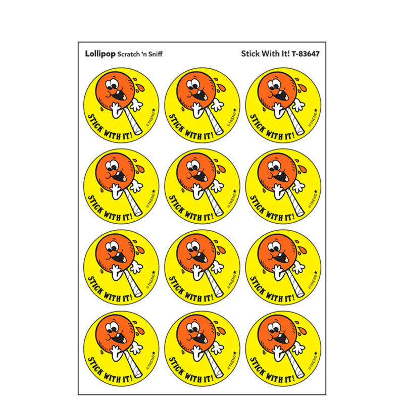 TREND ENTERPRISES INC. TREND Stick With It!/Lollipop scent Retro Scratch 'n Sniff Stinky Stickers®, 24 ct.