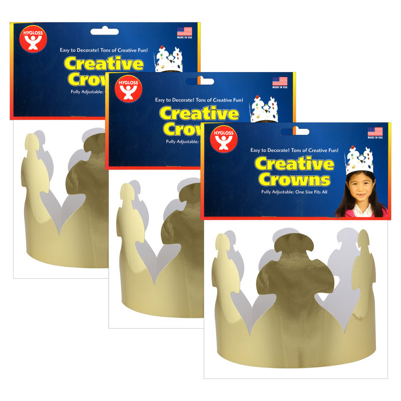 HYGLOSS PRODUCTS INC. Hygloss® Bright Gold Crowns, 24 Per Pack, 3 Packs
