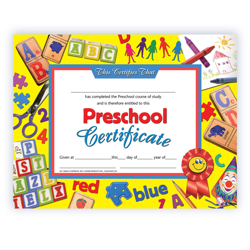 FLIPSIDE Hayes Publishing Preschool Certificate, 8.5" x 11", Pack of 30