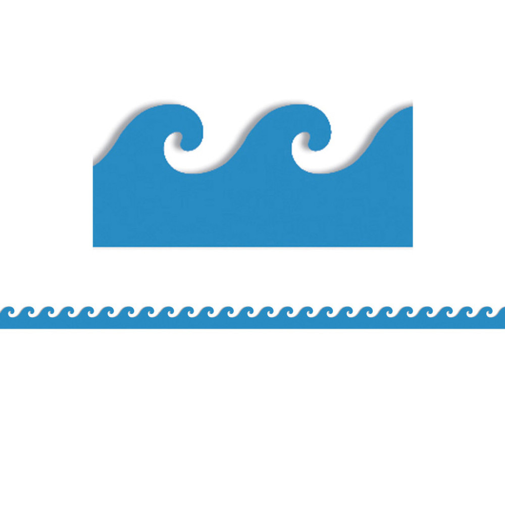 HYGLOSS PRODUCTS INC. Hygloss® Blue Waves Mighty Brights™ Border, 12 Strips/36 Feet HYGLOSS PRODUCTS INC. Hygloss® Blue Waves Mighty Brights™ Border, 12 Strips/36 Feet