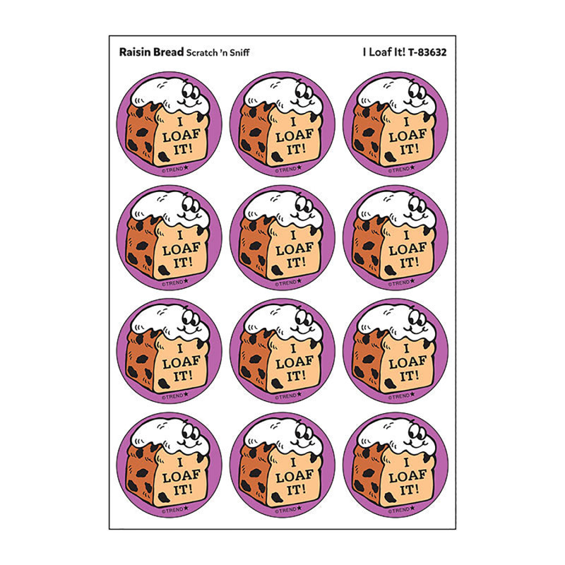 TREND ENTERPRISES INC. TREND I Loaf It!/Raisin Bread Scent Retro Scratch 'n Sniff Stinky Stickers®, 24 ct.