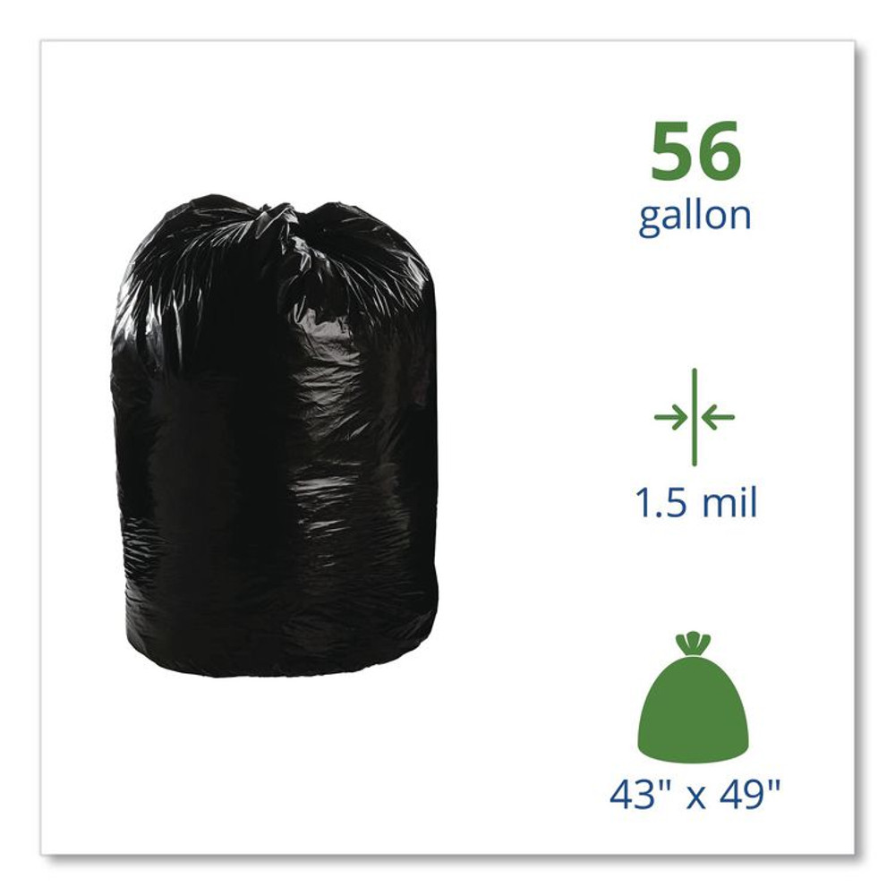 STOUT by Envision™ T4349B15 Total Recycled Content Plastic Trash Bags, 56 gal, 1.5 mil, 43" x 49", Black/Brown, 100/Carton