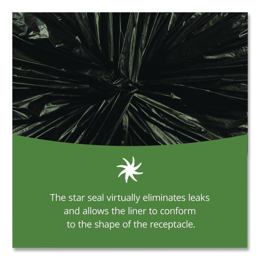 STOUT by Envision™ T4349B15 Total Recycled Content Plastic Trash Bags, 56 gal, 1.5 mil, 43" x 49", Black/Brown, 100/Carton