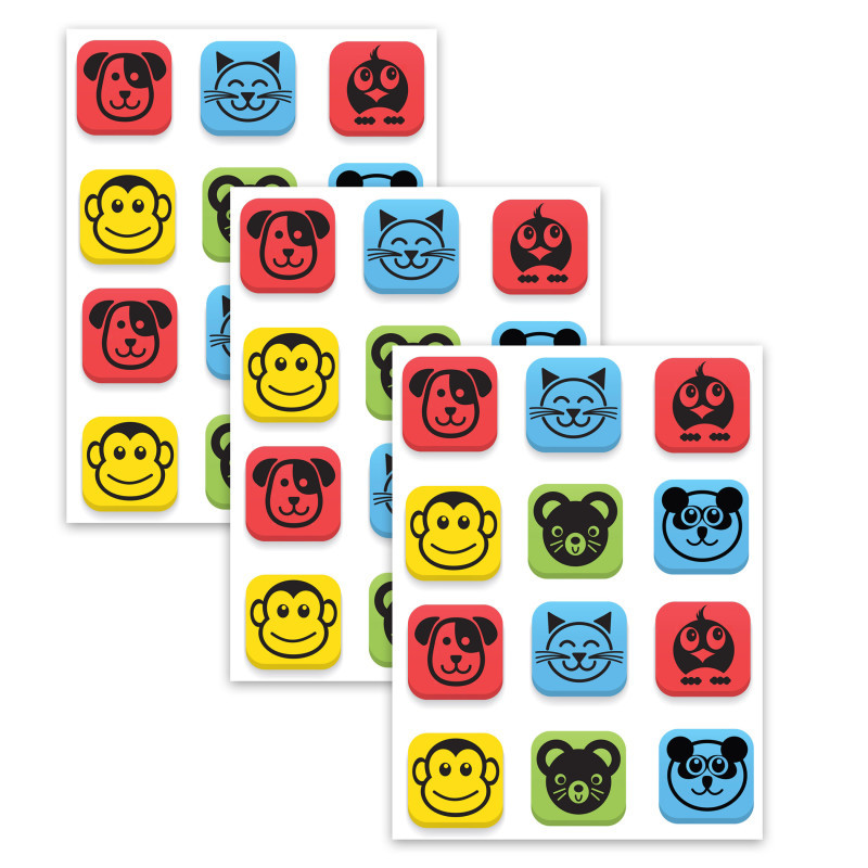 FLIPSIDE Flipside Products Magnetic Whiteboard Student Erasers, Animals, 12 Per Set, 3 Sets