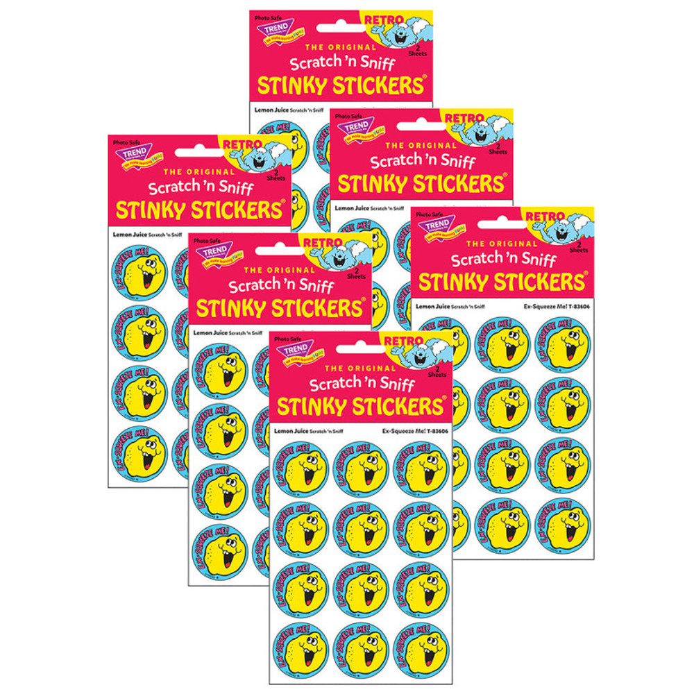 TREND ENTERPRISES INC. TREND Ex-Squeeze Me!/Lemon Juice Scented Stickers, 24 Per Pack, 6 Packs
