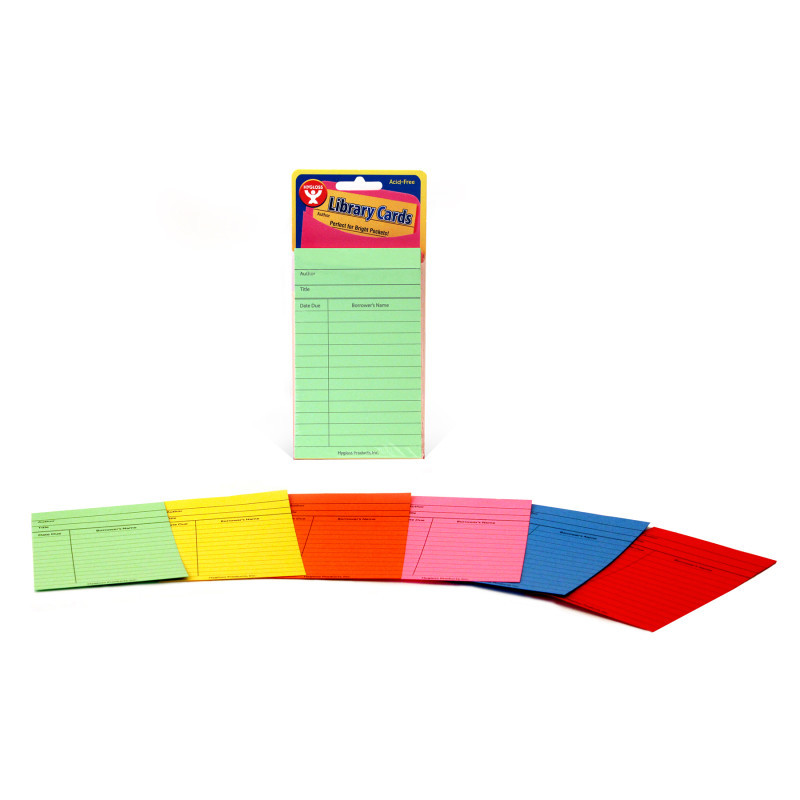 HYGLOSS PRODUCTS INC. Hygloss® Bright Library Cards, Assorted Colors, Pack of 50