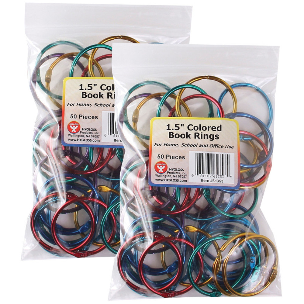 HYGLOSS PRODUCTS INC. Hygloss® Book Rings, 1-1/2 Inch, 50 Per Pack, 2 Packs HYGLOSS PRODUCTS INC. Hygloss® Book Rings, 1-1/2 Inch, 50 Per Pack, 2 Packs