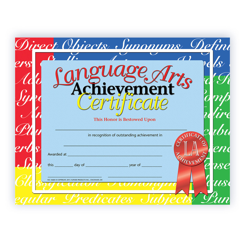 FLIPSIDE Hayes Publishing Language Arts Achievement Certificate, 8.5" x 11", Pack of 30