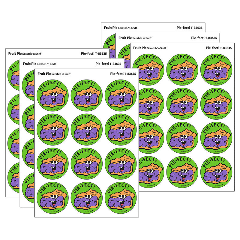 TREND ENTERPRISES INC. TREND Pie-fect!/Fruit Pie Scent Retro Scratch 'n Sniff Stinky Stickers®, 24 Per Pack, 6 Packs