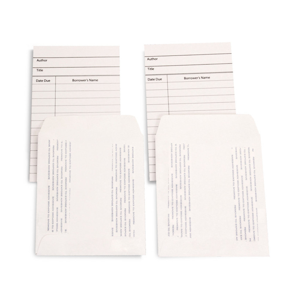 HYGLOSS PRODUCTS INC. Hygloss® Library Cards & Self-Adhesive Pockets Combo, White, 30 Each/60 Pieces HYGLOSS PRODUCTS INC. Hygloss® Library Cards & Self-Adhesive Pockets Combo, White, 30 Each/60 Pieces