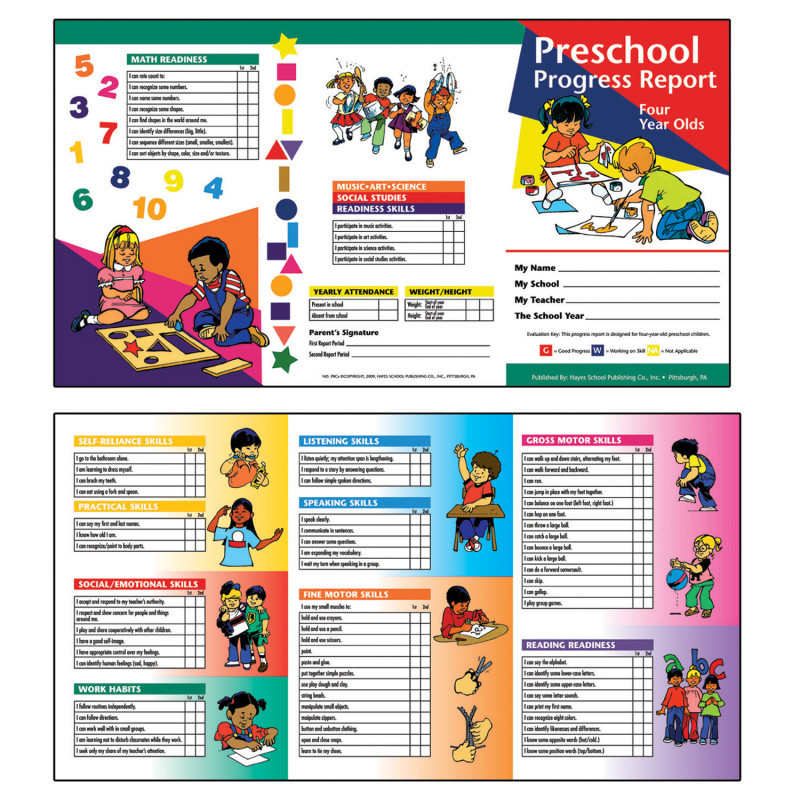 FLIPSIDE Hayes Publishing Preschool Progress Report Cards, 10 Per Pack (Ages 4)
