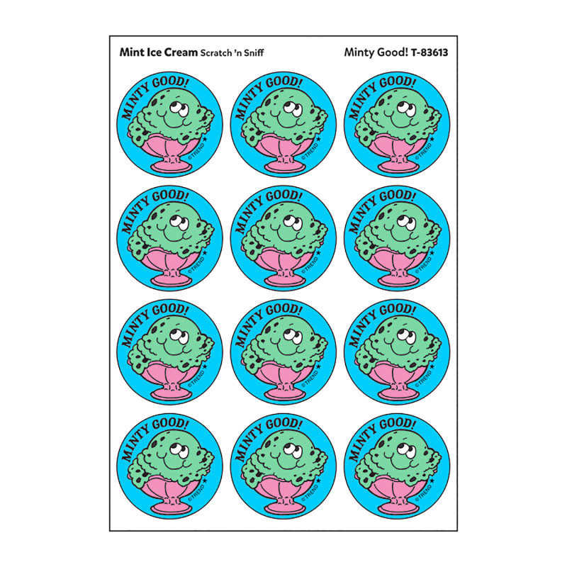 TREND ENTERPRISES INC. TREND Minty Good!/Mint Ice Cream Scented Stickers, Pack of 24