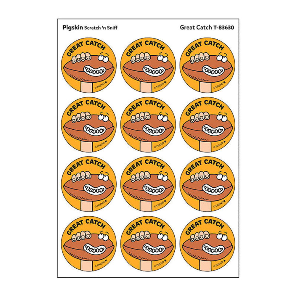 TREND ENTERPRISES INC. TREND Great Catch/Pigskin Scent Retro Scratch 'n Sniff Stinky Stickers®, 24 ct.