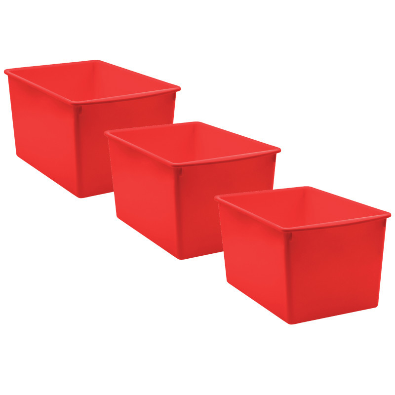 TEACHER CREATED RESOURCES Teacher Created Resources® Red Plastic Multi-Purpose Bin, Pack of 3