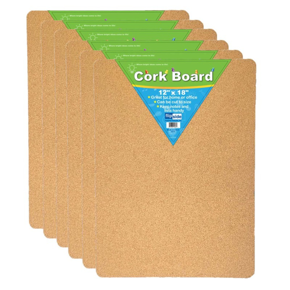 FLIPSIDE Flipside Products Cork Bulletin Board, 12" x 18", Pack of 6