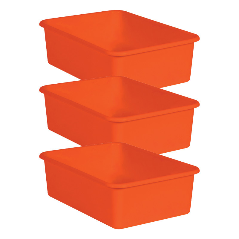 TEACHER CREATED RESOURCES Teacher Created Resources® Orange Large Plastic Storage Bin, Pack of 3