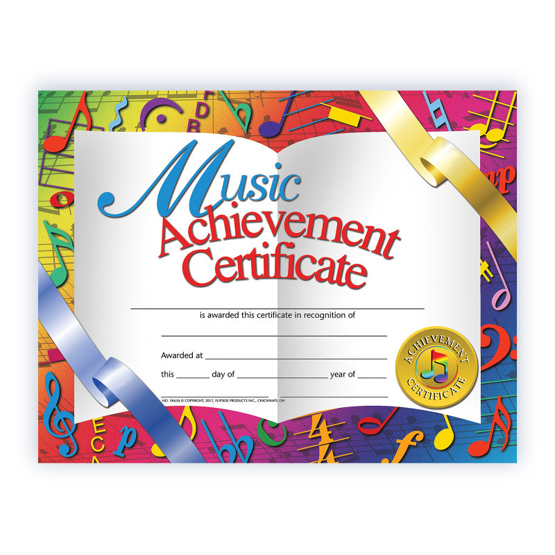 FLIPSIDE Hayes Publishing Music Achievement Certificate, 8.5" x 11", Pack of 30
