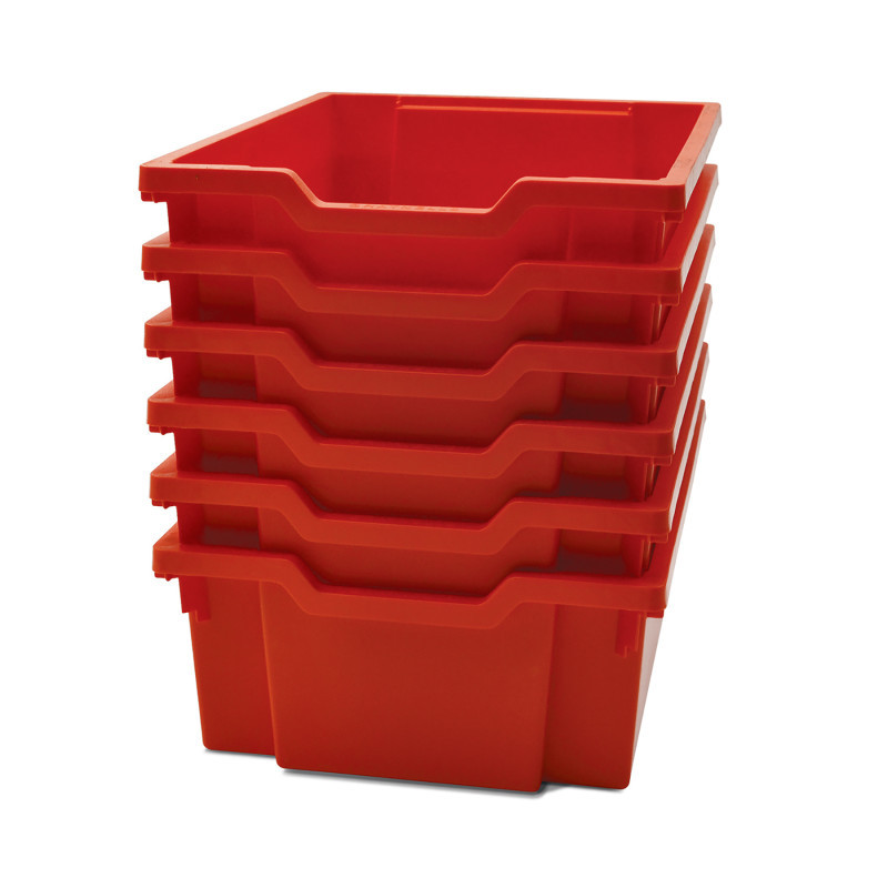 GRATNELLS LLC Gratnells Deep F2 Tray, Flame Red, 12.3" x 16.8" x 5.9", Heavy Duty School, Industrial & Utility Bins, Pack of 6