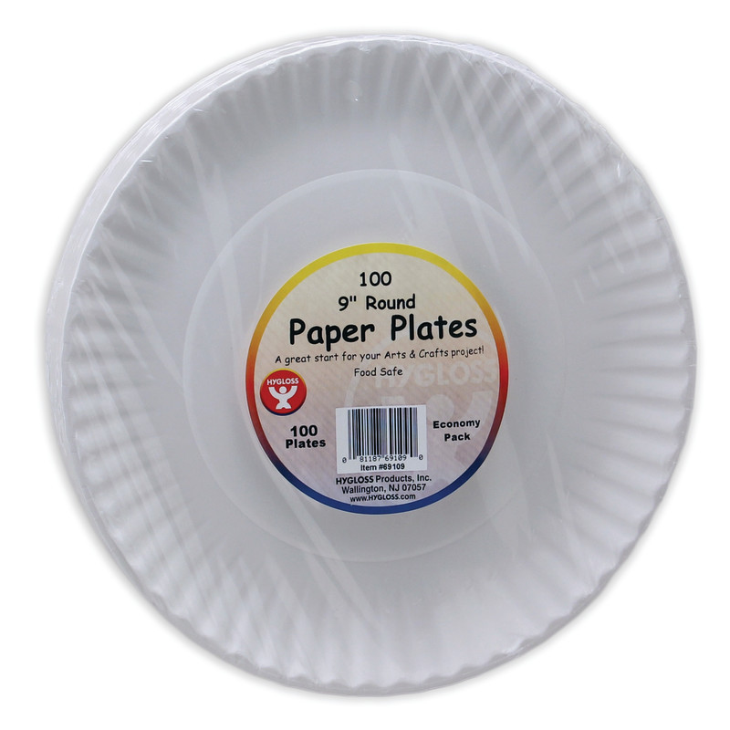 HYGLOSS PRODUCTS INC. Hygloss® Paper Plates 9", White, Pack of 100