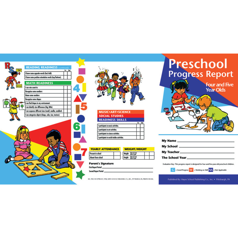 FLIPSIDE Hayes Publishing Preschool Progress Report Cards, 10 Per Pack (Ages 4-5) FLIPSIDE Hayes Publishing Preschool Progress Report Cards, 10 Per Pack (Ages 4-5)