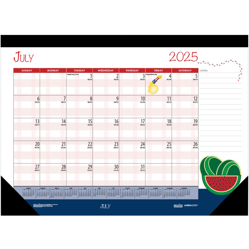 HOUSE OF DOOLITTLE House of Doolittle® Monthly Academic Deskpad Calendar, Seasonal Holiday Depictions, 12 Months July-June, 22" x 17"